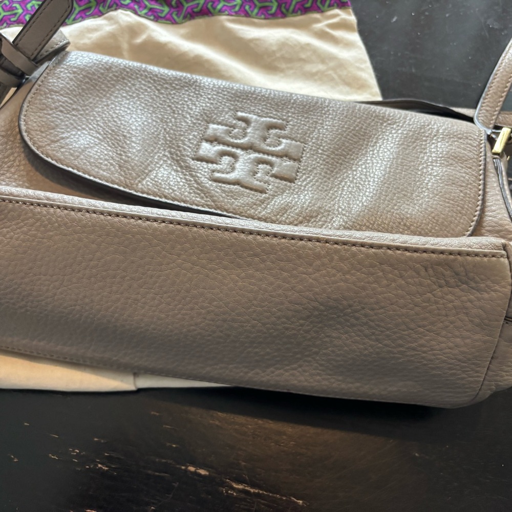Tory Burch Taupe Leather Shoulder Bag